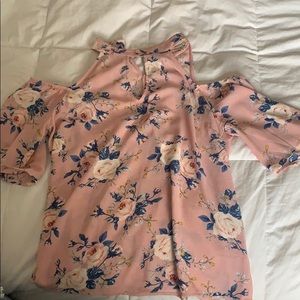 Floral spring cold shoulder top